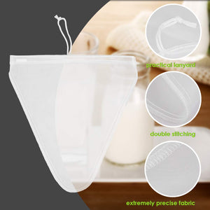 WD&CD Sacchetto filtro per latte di mandorle,[3 Pezzi] Sacchetto filtrante per Latte vegetale,Sacchetto a Maglie fine per filtrare Latte di soia, mandorle, nocciole, Panno filtrante